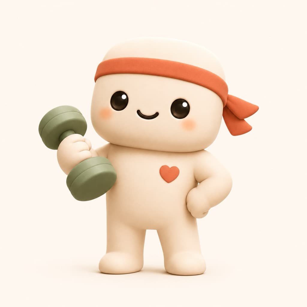 Deficito app icon featuring a fitness mascot holding a dumbbell